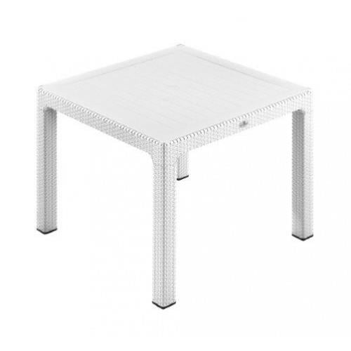 Novussi 90*90 Camlı Rattan Beyaz Classi Masa R003-