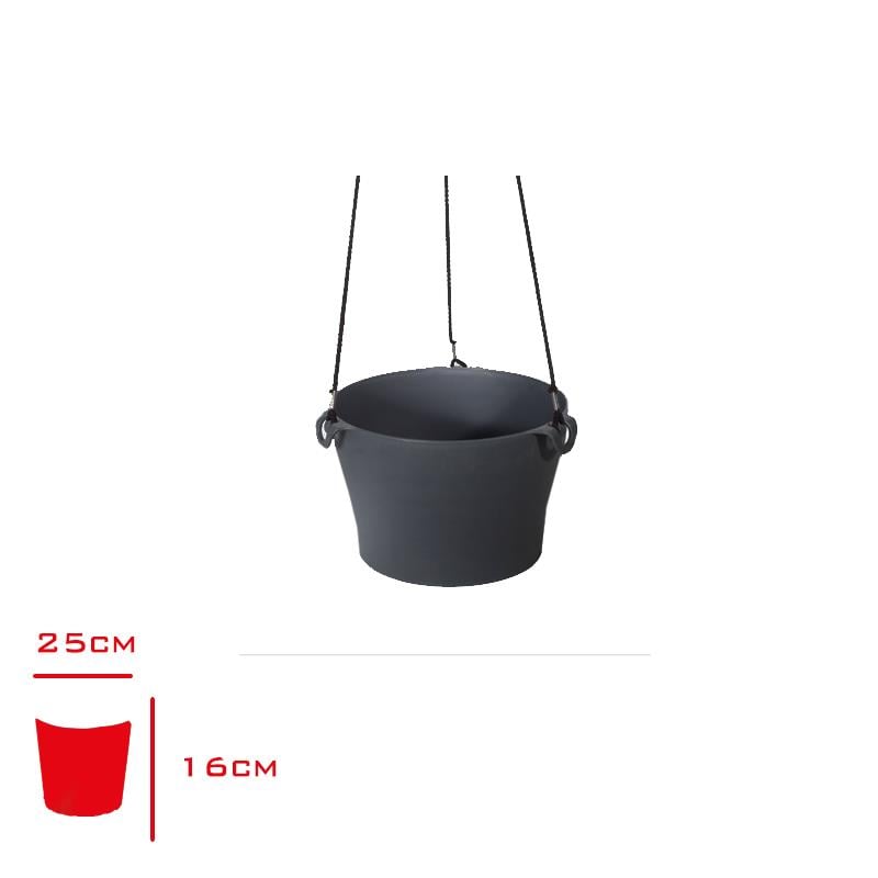 Poliwork Saksı Makrome Manolya 24 cm Antrasit