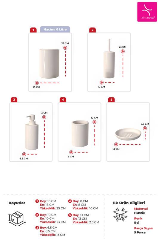 Primanova Flores 5 li Banyo Seti Bej