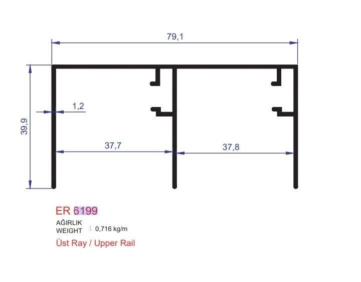Ray Üst Profili 3000 mm (Ersa-06199)
