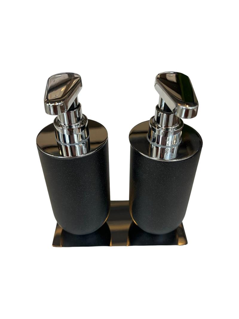 System İkili Sıvı Sabunluk Siyah Krom