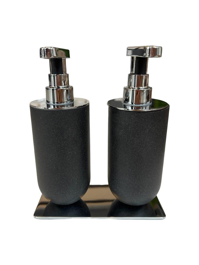 System İkili Sıvı Sabunluk Siyah Krom