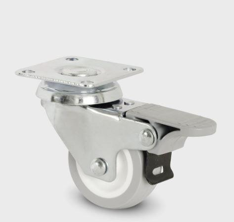Tekerlek Tablalı Frenli Pvc Gri-Beyaz Çap 50