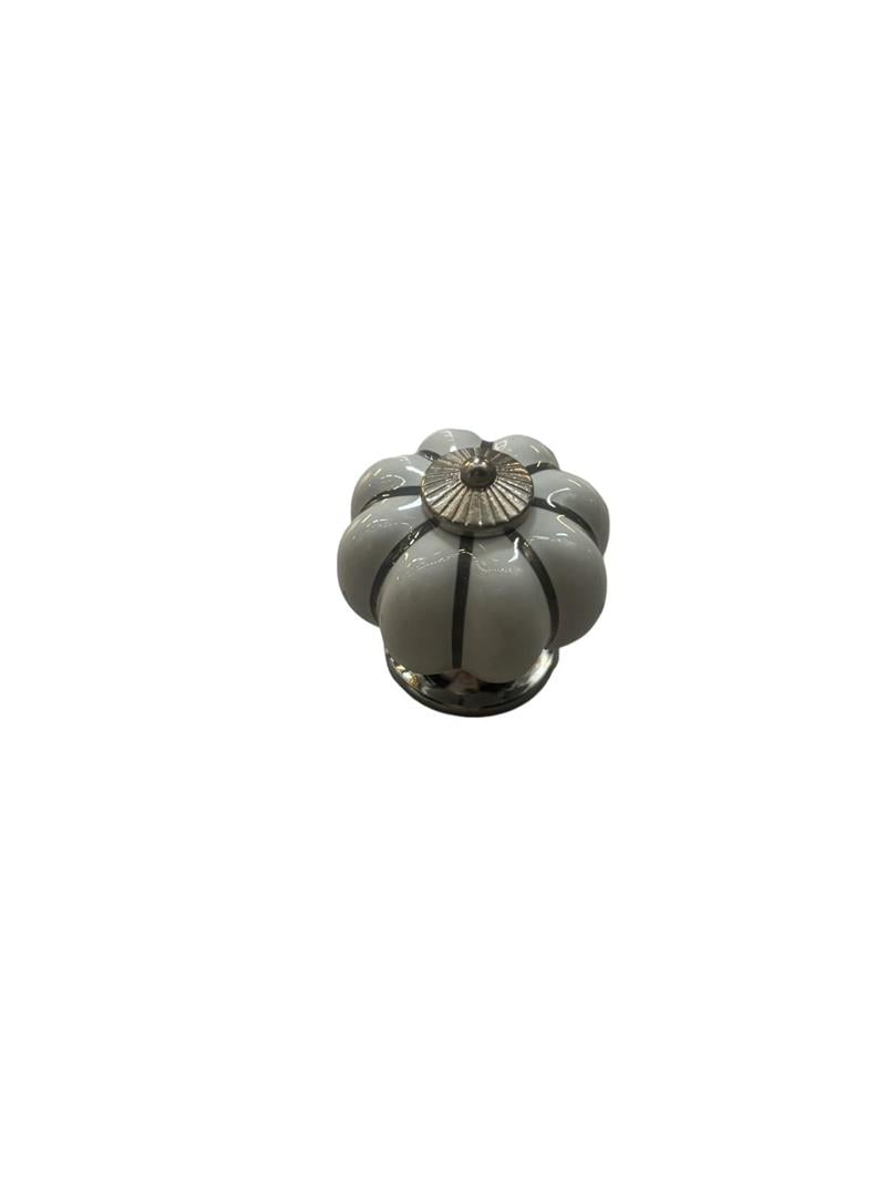Tomurcuk Porselen Kulp Düğme Krom Beyaz S.113