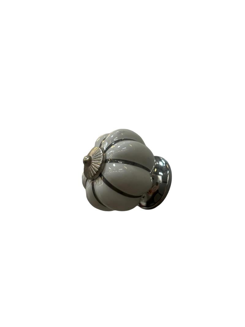 Tomurcuk Porselen Kulp Düğme Krom Beyaz S.113