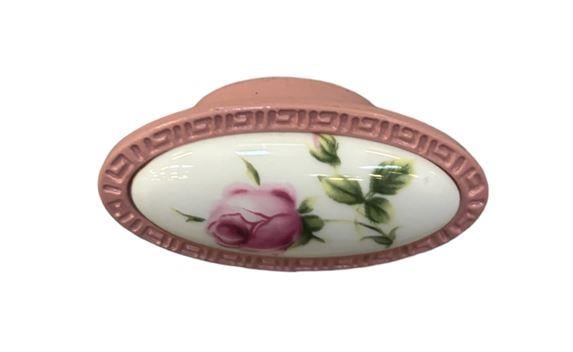 Tomurcuk Porselen Kulp Düğme Pembe Desen 125