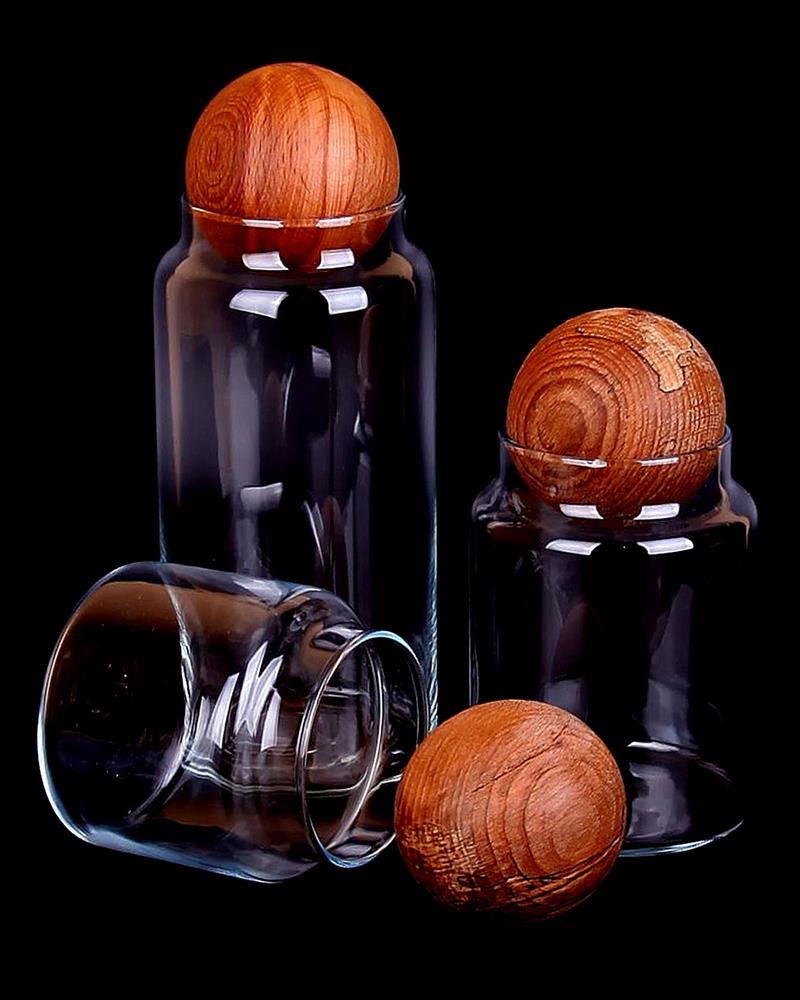 BastonluÜçlü Top Kapaklı Kavanoz Seti