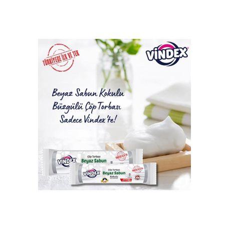 Vindex Beyaz Sabunlu Büzgülü Çöp Torbası Orta