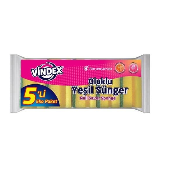 Vindex Klasik Yeşil Sünger Oluklu 5li