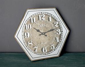 Arya Eskitme Aynalı Altıgen Duvar Saati Kahve