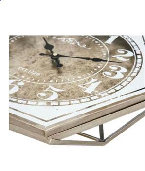 Arya Eskitme Aynalı Altıgen Duvar Saati Kahve