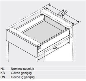 Blum Gövde Genişliği: 60cm  ; Derinlik : 45cm