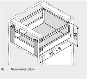 Blum TDBX Antaro Çekmece Yanı 65 cm Sağ Sol Gri