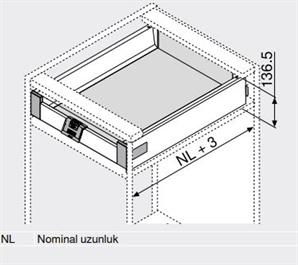 Blum TDBX Antaro İç Çekmece Ön Paneli Gri