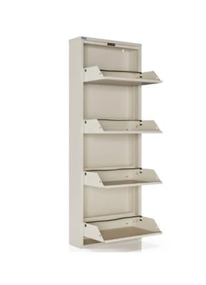 Dörtlü Metal Ayakkabılık Dolabı Bej