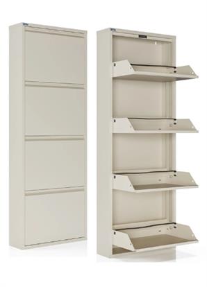 Dörtlü Metal Ayakkabılık Dolabı Bej