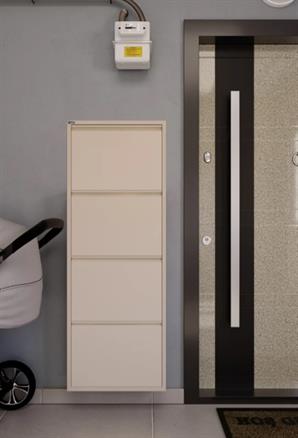 Dörtlü Metal Ayakkabılık Dolabı Bej