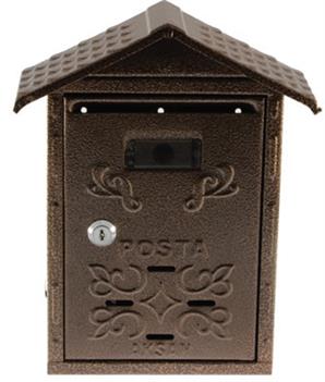 Ermo Çatılı Posta Kutusu  - Motifli Bakır - Dövme