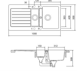 Esty Granit Evye ES8839W02 100x50CM 1.5 Göz Beyaz