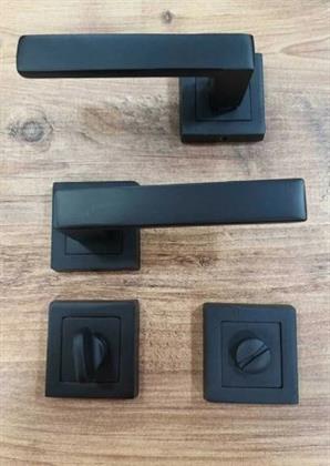 Kapı Kolu Avanti Kare Rozetli Mat Siyah Wc