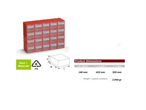 Port-Bag Hobby Plastik Çekmece Seti Kırmızı