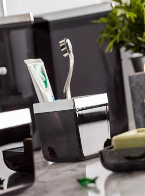 Primanova Toskana Diş Fırçalık-Şeffaf Siyah