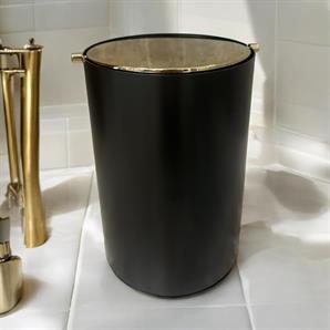 System Çöp Kovası Mat Siyah-Altın