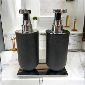 System İkili Sıvı Sabunluk Siyah Krom