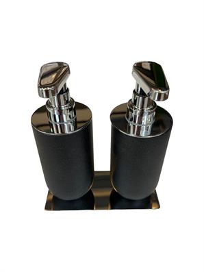 System İkili Sıvı Sabunluk Siyah Krom