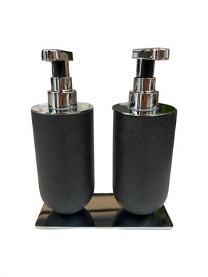 System İkili Sıvı Sabunluk Siyah Krom
