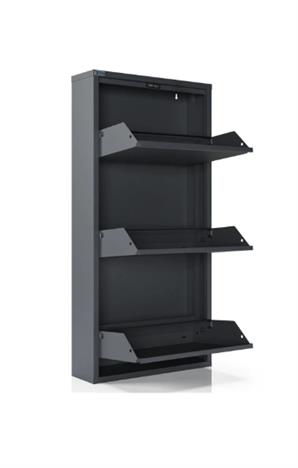 Üçlü Metal Ayakkabılık Dolabı Antrasit