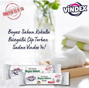 Vindex Beyaz Sabunlu Büzgülü Çöp Torbası Büyük