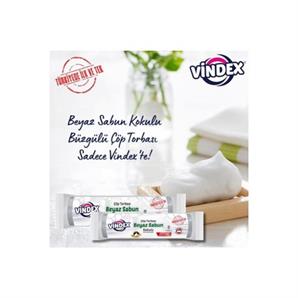 Vindex Beyaz Sabunlu Büzgülü Çöp Torbası Orta
