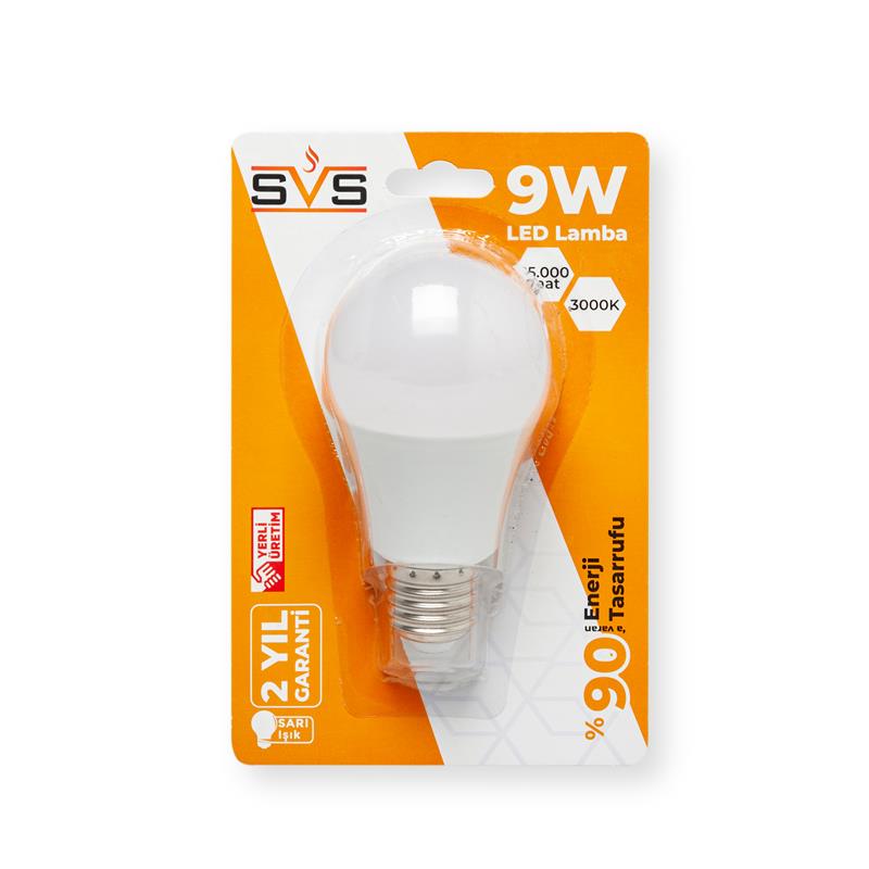 Ampul SVS Led 9w 3000K Sarı