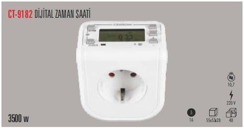 CataCata Dijital Priz Tipi Zaman Saati 3500 w