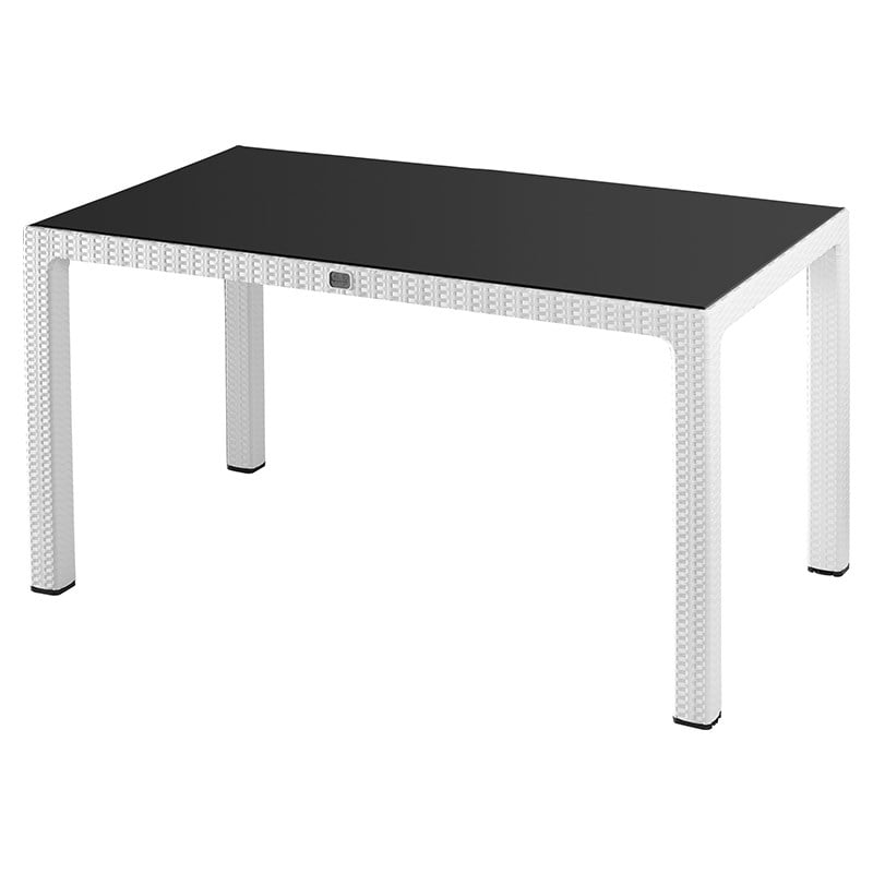 DiğerComfort Masa Begonya Rattan 90*150 Camlı Beyaz