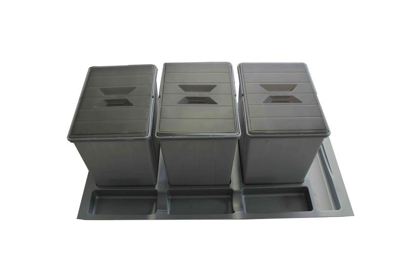 Çöp Kovası Çek. İçi Manuel 16+16+16 LT 90Mod.M.Gri