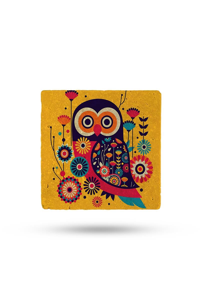 BEGOLONİDoğal Taş Bardak Altlığı Baykuş 10*10cm