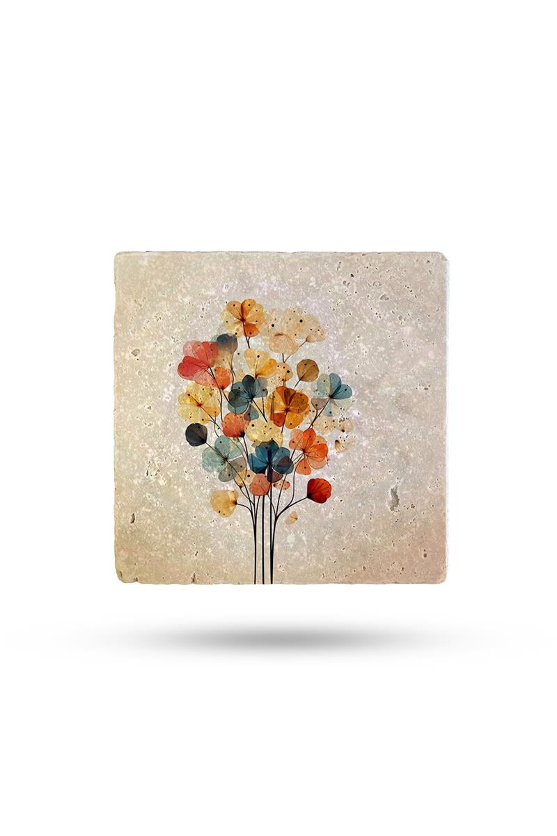 BEGOLONİDoğal Taş Bardak Altlığı Çiçek2 10*10cm