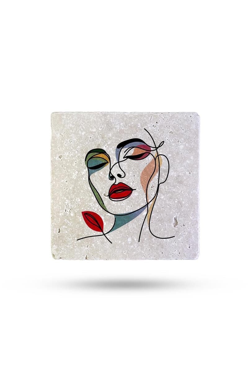 BEGOLONİDoğal Taş Bardak Altlığı Kadın2 10*10cm