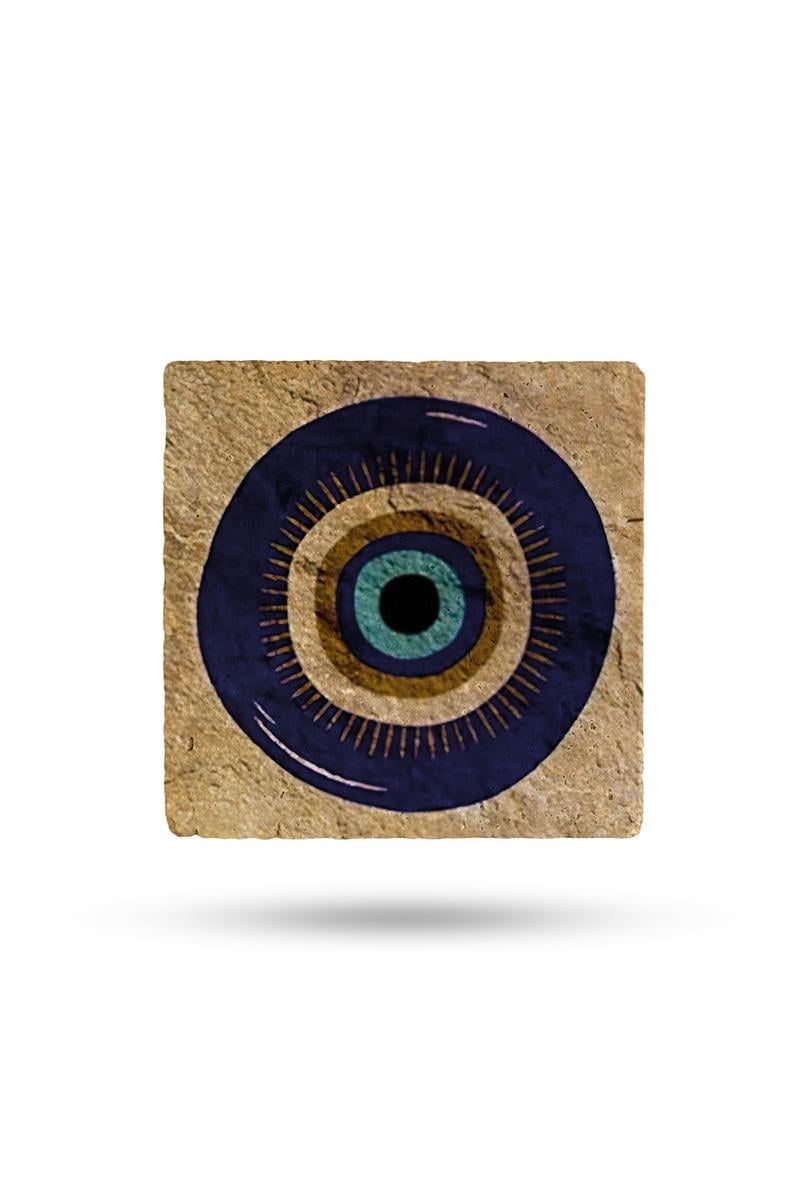 BEGOLONİDoğal Taş Bardak Altlığı Nazar1 10*10cm