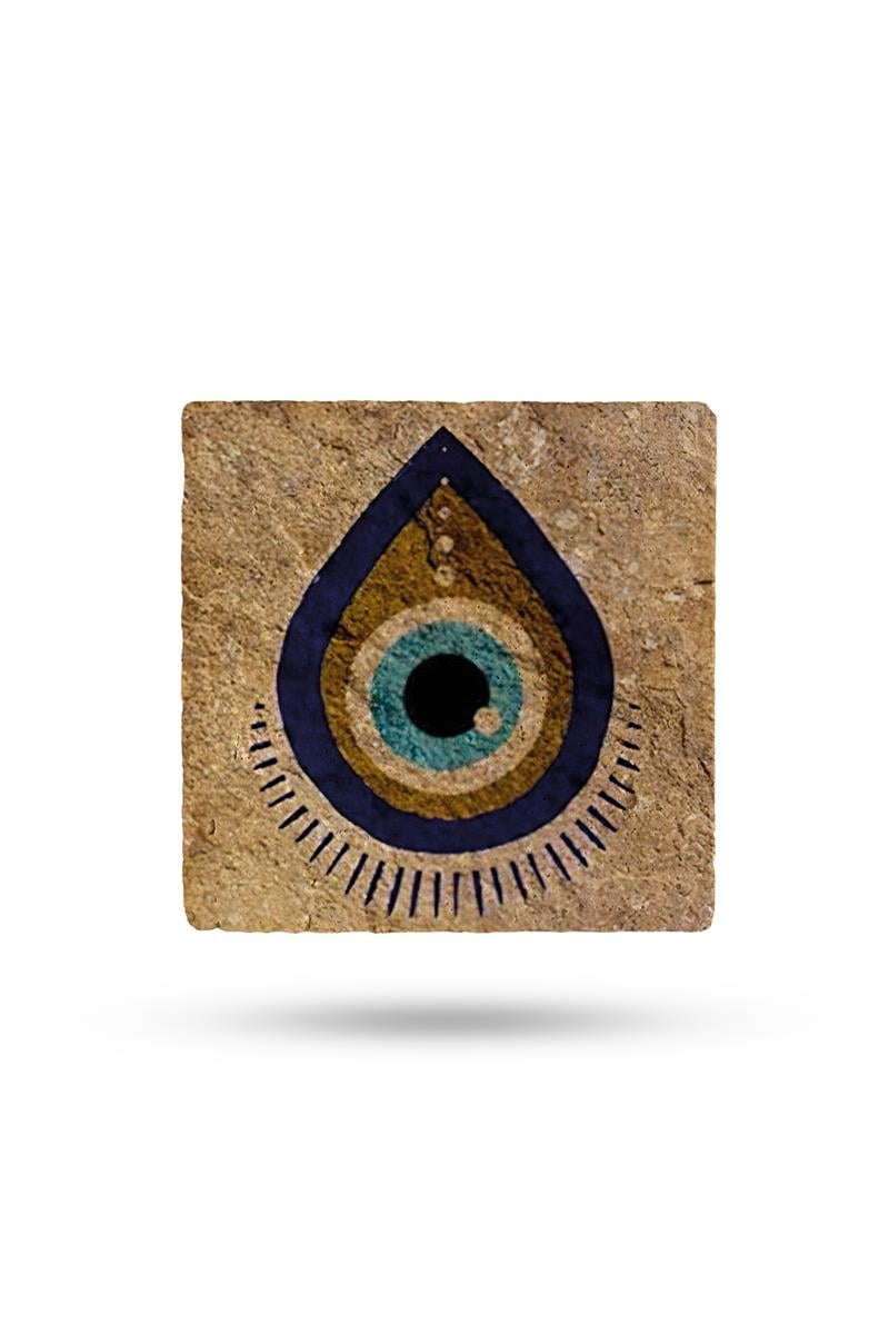 BEGOLONİDoğal Taş Bardak Altlığı Nazar2 10*10cm
