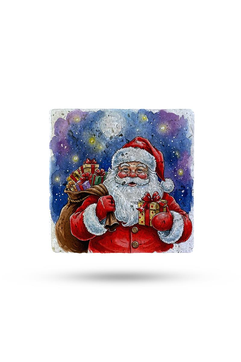 BEGOLONİDoğal Taş Bardak Altlığı Noel Baba1 10*10cm 289-1