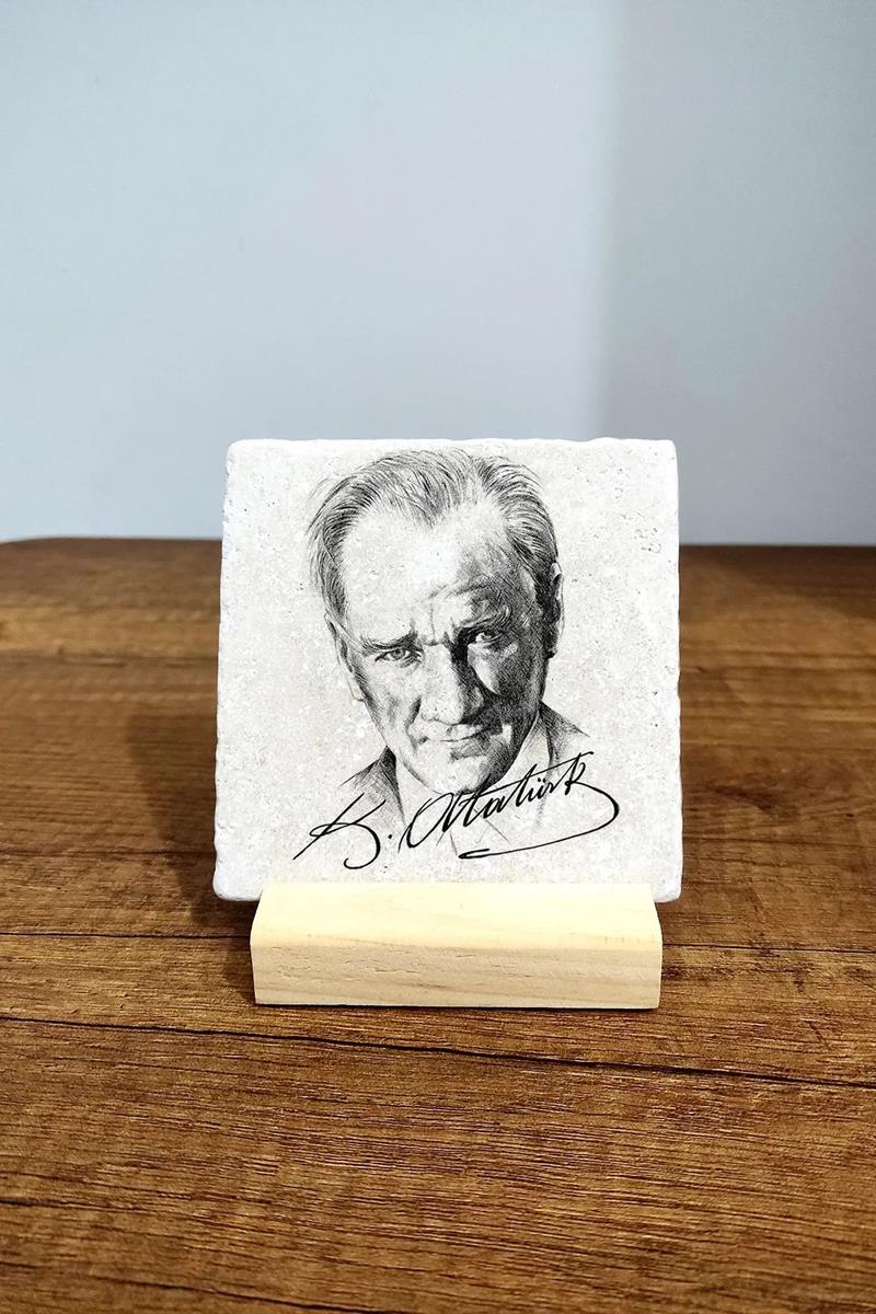 BEGOLONİDoğal Taş Masa Dekoru Atatürk3