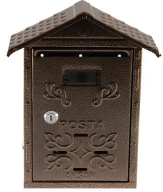 Ermo Çatılı Posta Kutusu  - Motifli Bakır - Dövme