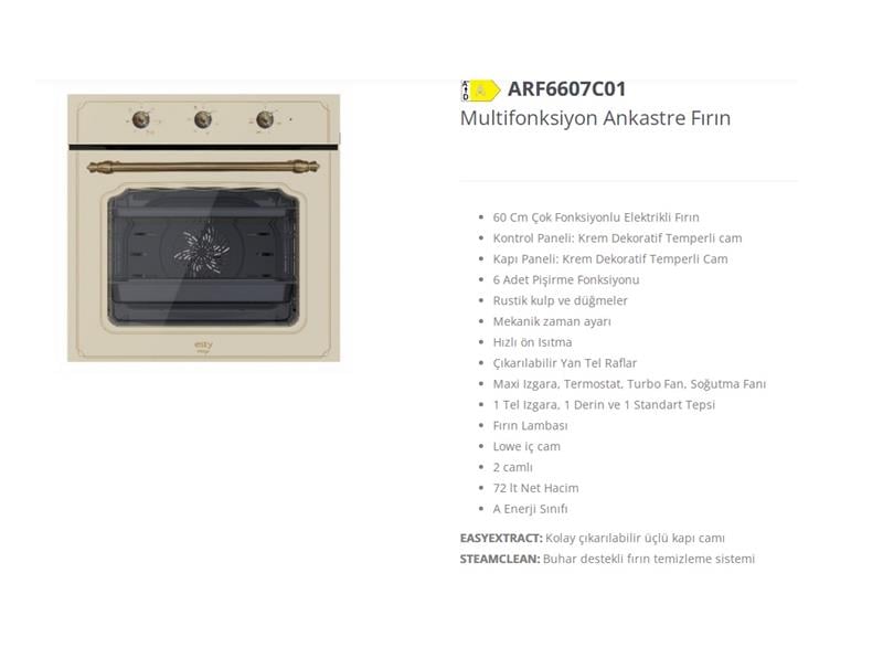 EstyEsty ARF6607C01 Rustik Ankastre Fırın Bej