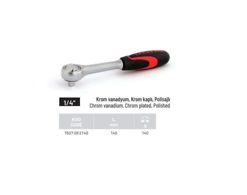 İZELTAŞİzeltaş 1/4” Cırcır Kolu (45 Diş)