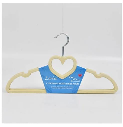 Kadife Elbise Askısı 5 Li Bej