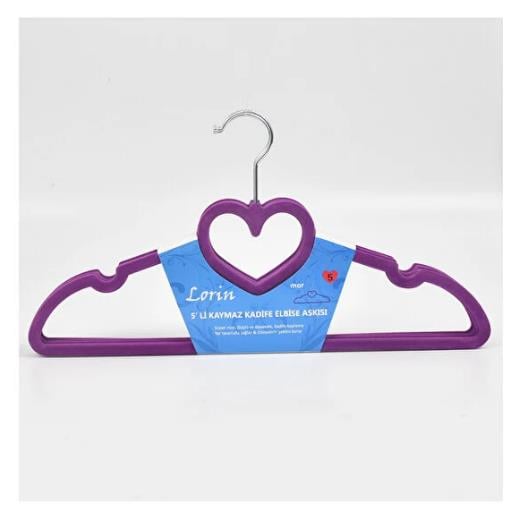 Kadife Elbise Askısı 5 Li Mor