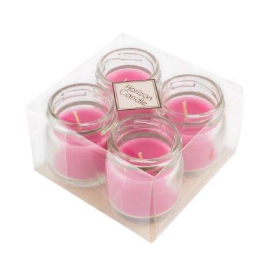 Kavanoz Mum 4 lü Gül Kokulu Pembe